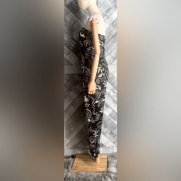 RACHEL ROY BLACK AND IVORY SATIN STRAPLESS JUMPSUIT - Picture 6 of 10